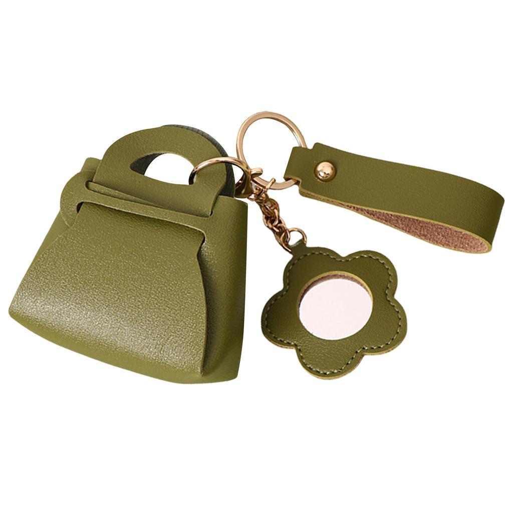 Leather Bag Charm Keychain Small Storage Bag Leather Keychain Decorations for Women Girls