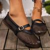 European and American large-size hollow mesh sandals, new round-head fishing net grid flat-soled sandals for outer wear in summer