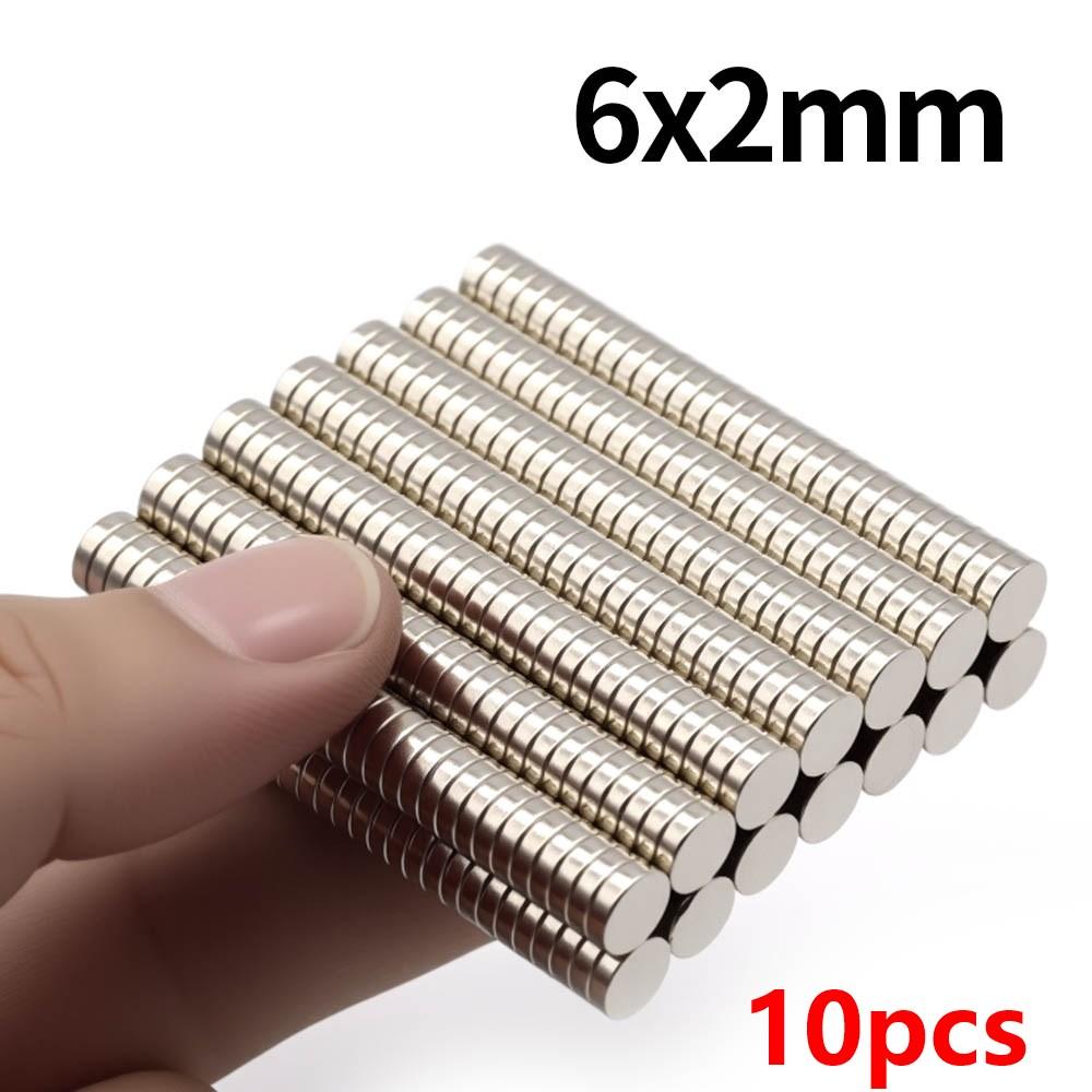 6x2mm Superstarker Neodym-Magnet N35 NdfeB Permanentmagnetische Magnete Rund Leistungsstarke Magnete Kühlschrankmagnet