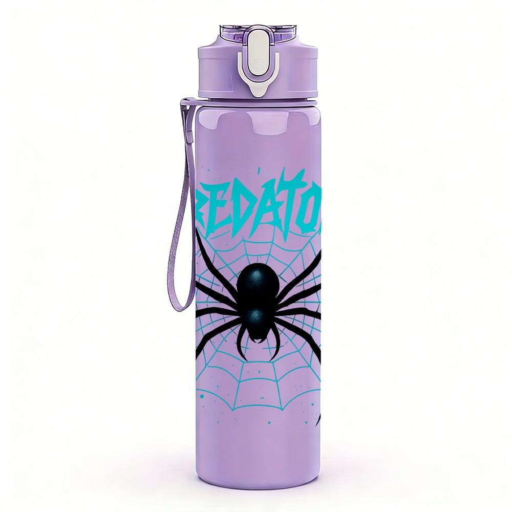 1PC Spider Predator Pattern 750ml Color Plastic Sports Water Bottle Leakproof Flip Straw Lid Suitable for Sports Office Home Use