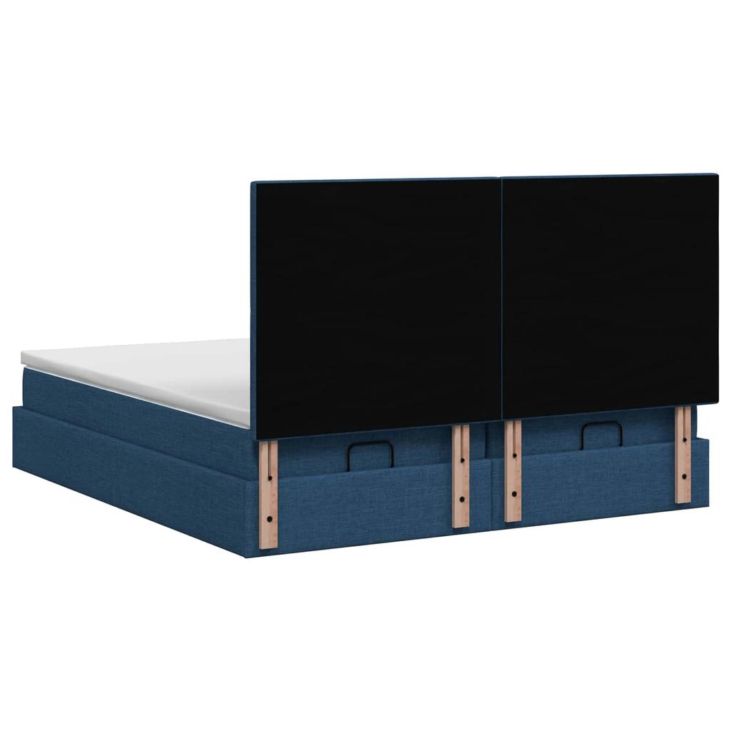 Ottoman Bed with Mattress and LED Blue 180 x 200 cm Fabric