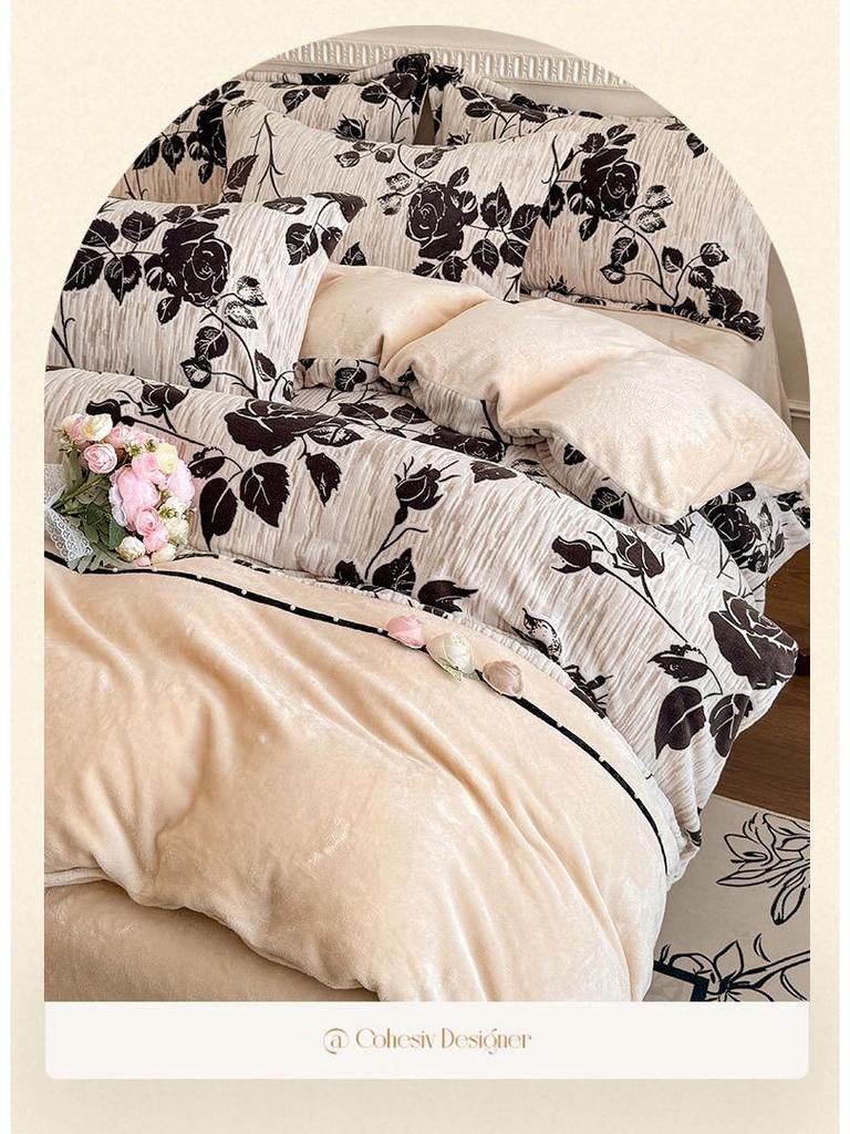 Verdicktes Winter-Baumwoll-Doppellagen-Musselin Französisches Bettwäsche-Set Klasse A & Bettbezug-Set