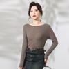 Le Kasha Elegant One-Shoulder Knit Sweater - Women's Autumn/Winter Slim Herringbone Top