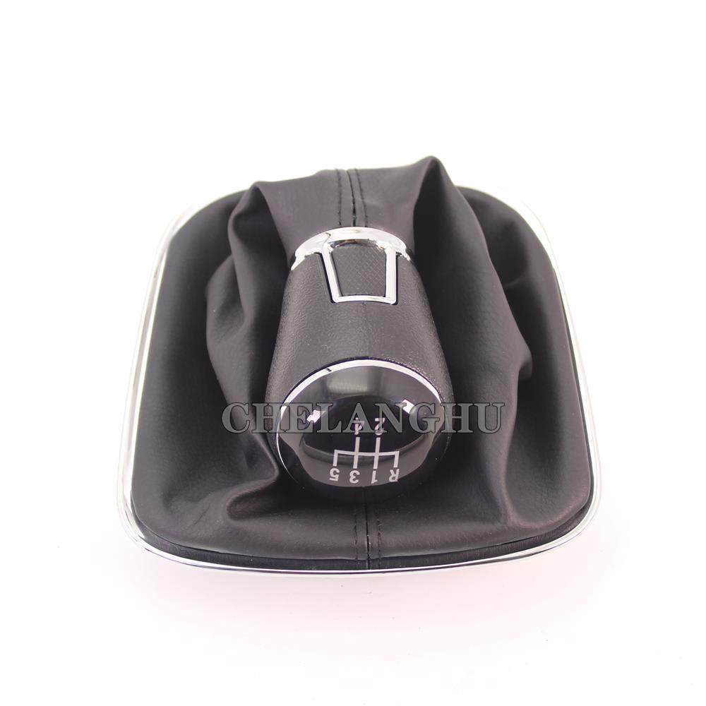 5 Speed Gear Stick Shift Knob Level Leather Boot For VW Polo 6R Hatchback 2009 2010 2011 2012 2013 Car-styling