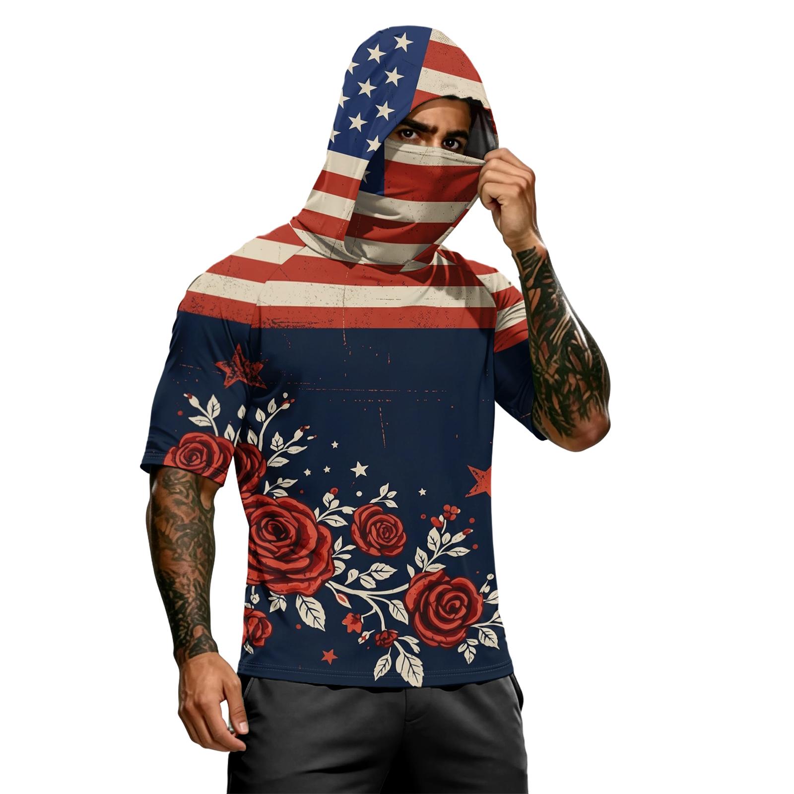 

Men s Summer Short Sleeve Hooded T Shirt Quick Dry UV Protection UPF 50 Plus Lightweight Sports Fishing Outdoor Activewear Top M