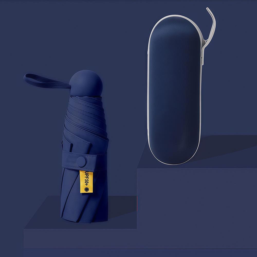 Compact Capsule Sun and Rain Umbrella: Thickened, UV-Protected, Dual-Use, Folding Black Glue Design