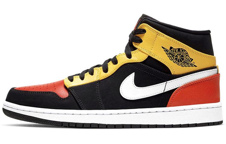 Jordan 1 Mid Black Amarillo Orange 852542-087 43