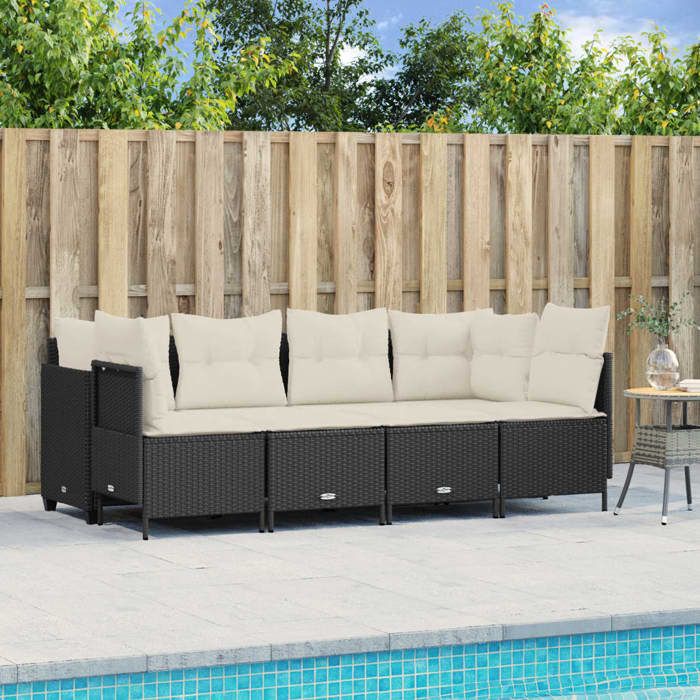 VidaXL Salon de jardin 5 pcs avec coussins noir résine tressée, ensemble de canapés d'extérieur, salon de jardin, ensemble 3261521