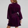 Women's Fashion Long Sleeve Color Pocket Canary Velvet Dress