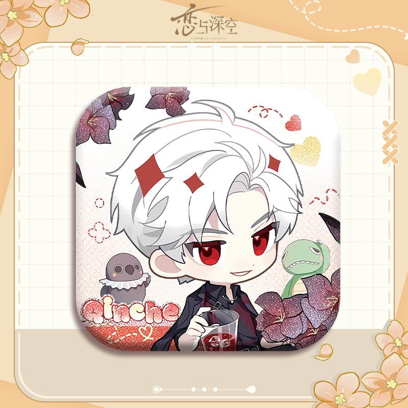 Cartoon Love and Deepspace Sylus Rafayel Zayne Xavier Caleb Cosplay Anime Square Badge Cute Emblem Brooch Pin Gift for Game Fans