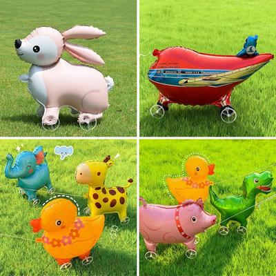 Movable Design Standing Foil Balloons Drawing Foil Foil Balloons With Wheel  Kids Birthday Party