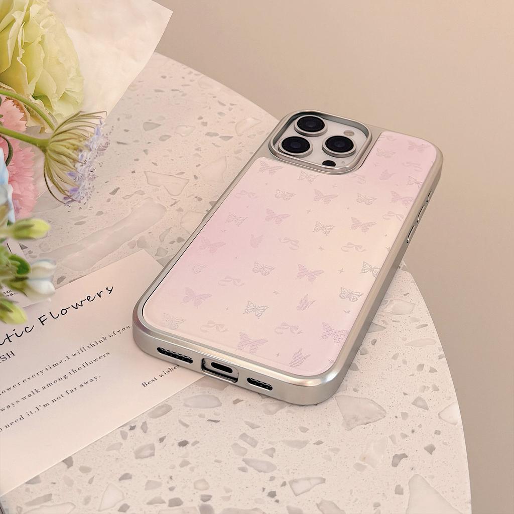 Gilded Ins Pink Butterfly Apple 16pro Max Mobile Case IPhone 15 Drop Glue 14 Applicable To Huawei Mate70