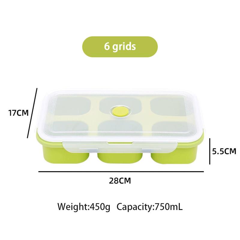 Multi Grid Soup Jelly Box Fruit Food Crisper Retain Freshness Silicone Rubber Complementary Food Freeze Storage Microwave Oven