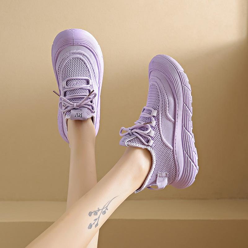 Sneakers Women's 2025 New Summer Popular Coconut Shoes Casual Mesh Breathable Lightweight Running Single Mesh Shoes