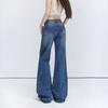 Autumn American retro low-rise Spice Girls loose flared pants versatile and thin bamboo pattern drape jeans women