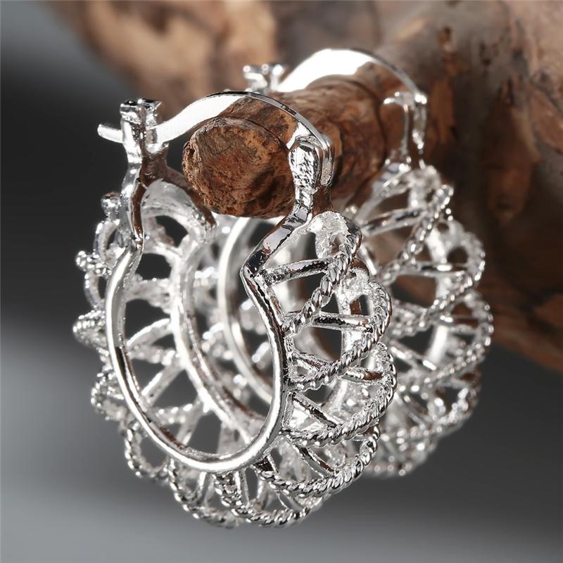 Trendy Color Hollow Circle Hoop Earrings For Women Fashion Korean Style U Shape Earrings Wedding Engagement Party Jewelry