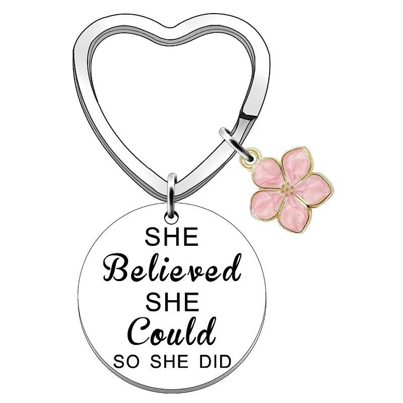 Stainless Steel Grateful Mothers Day Birthday Gift DIY Small Accessories Creative Keychain Stainless Steel Keychain for Backpack Bag Pendant