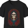 Skelettfigur mit Rosen T-Shirt Halloween Festival für Ihn Sie