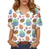 Women's Fashionable Casual Everyday Versatile Easter Print Slim-Fit Summer Short-Sleeve Top