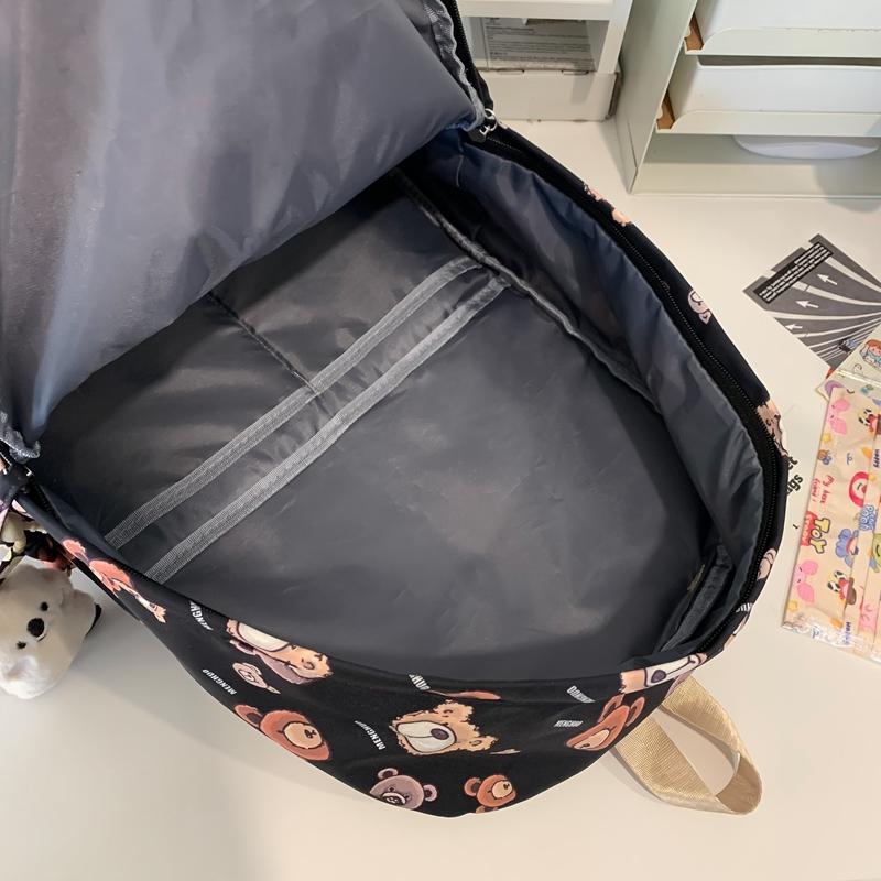 Bear Print Large Capacity Backpack Children Book Bag Cute Student Schoolbag