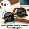 Men's Fashion New ND9 Adjustable Sunglasses Neutral Fashion Rotating Light-reducing Filter Round Frame Polarized Sunglasses