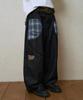 Lujeoseukeulleob Check Patch Wide Cotton Pants Indigo