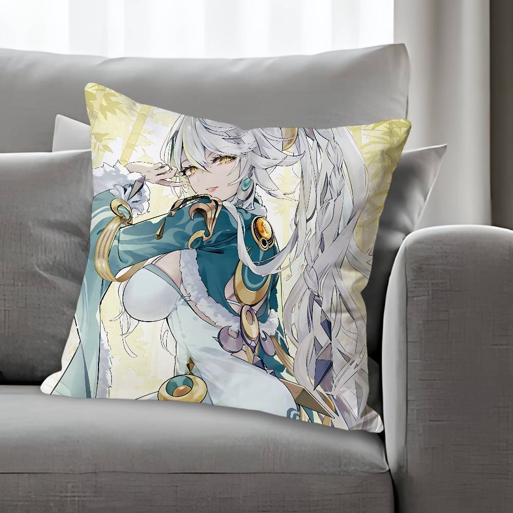 ZZibai GGenshin Impact Pillow Cases for Bedroom Living Room Sofa Home Decor Polyester Cushion Cover with Zipper