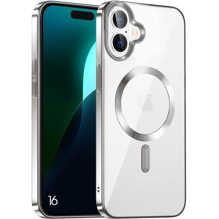 Protective Case for iPhone 16 - BOOLING - Transparent - Flexible - Magnetic Circle - Silvery