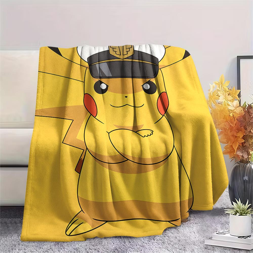 Cartoon Pikachu pattern Flannel Blanket, High quality Comfortable for All Seasons, Home Decor, Warmth and Comfort, Perfect for Gifts.