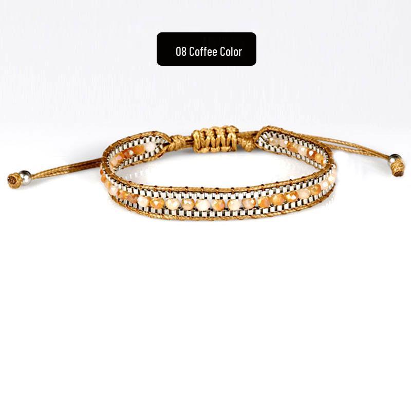 Bohemian Handmade Woven Crystal Beaded Friendship Bracelet for Women