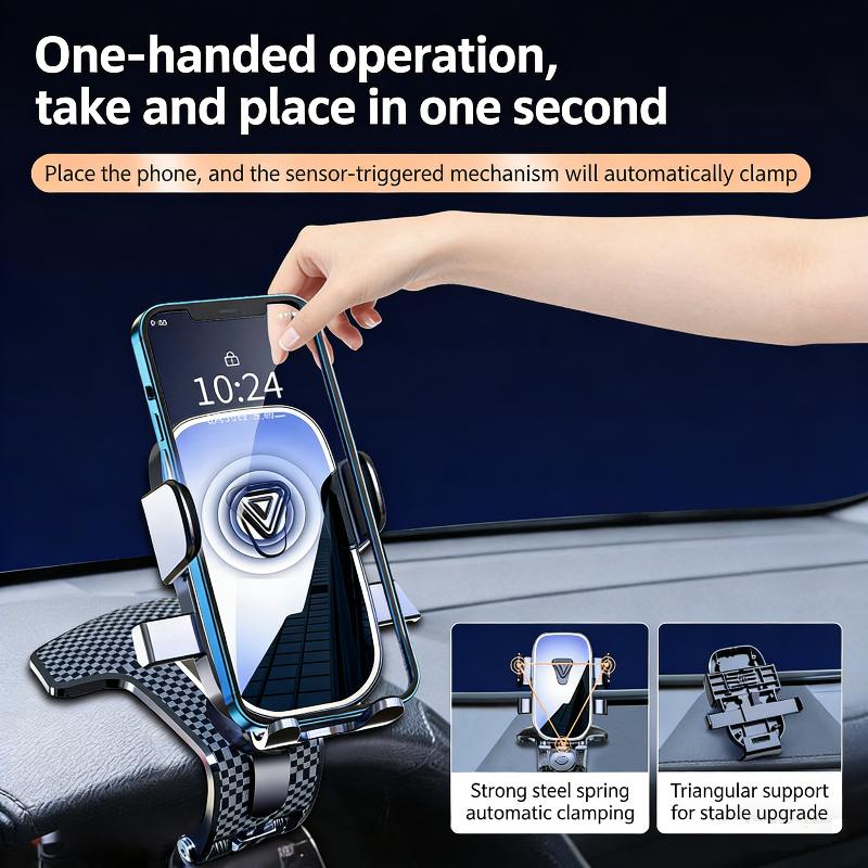 Car Dashboard Phone Holder Gravity Crocodile Clip Automatic Locking Mirror Phone Stand Universal Gps Navigation Mount