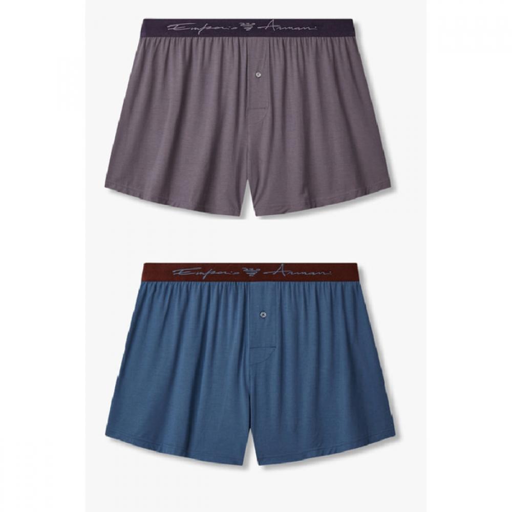 Emporio Armani Мужские Трусы-Боксеры из Вискозы с Логотипом 2 шт. 0815112089 0815112090 M(100)