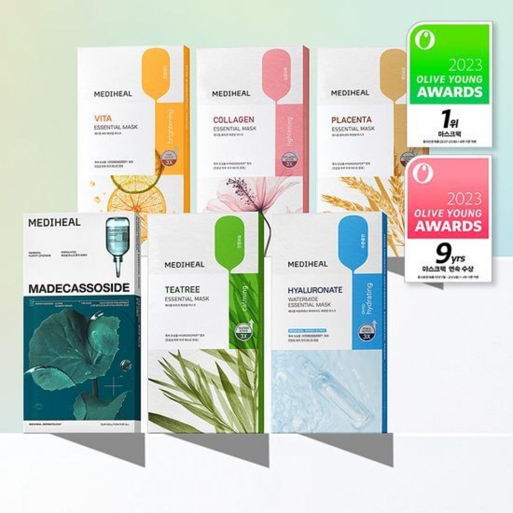 

Медихил [Нет. 1 в течение 6 лет подряд] Набор масок Mediheal Essential Mask Pack из 10 листов, выберите 1 из 6 типов, 10 листов Madeca +1 бесплатно