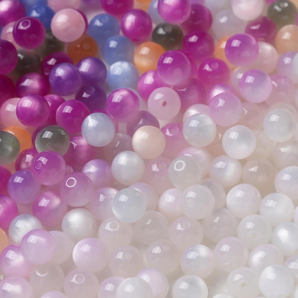 10pcs 8/10/12mm Resin Round Beads UV Changing Reactive Spacer Beads for DIY Necklace Bracelet Earring Jewelry Making Accessories