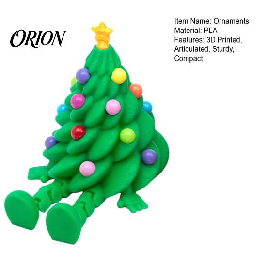 Fun Office Desk Accessories Articulated Christmas Tree Figurine, 3D Printed Movable Joints Colorful Tabletop Ornament, Dolls Flexible Character
