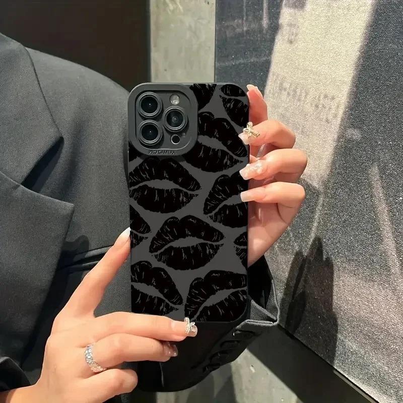 Luxury Fashion Lip Print Phone Case for iPhone 16 15 14 13 12 Pro Max 11 14 Plus 8 7 Plus SE 2020 SE2022 Casing Shockproof Bumper Fundas