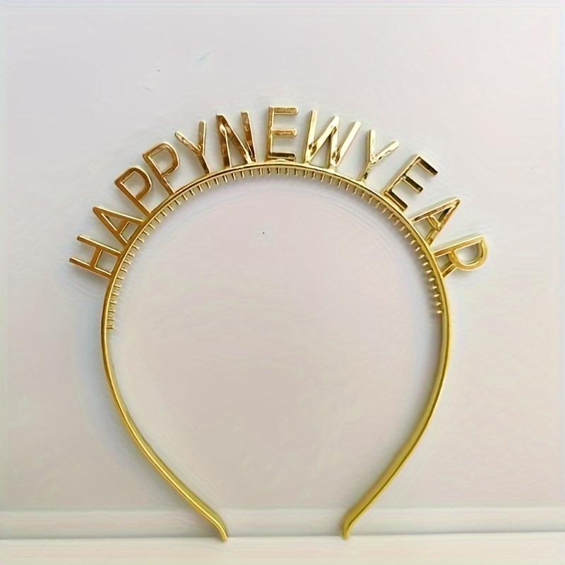 Happy New Year Headbands Letter New Year Eve Hair Hoop Party Headwear for Women, New Year Celebration Photo Prop Festival Decor