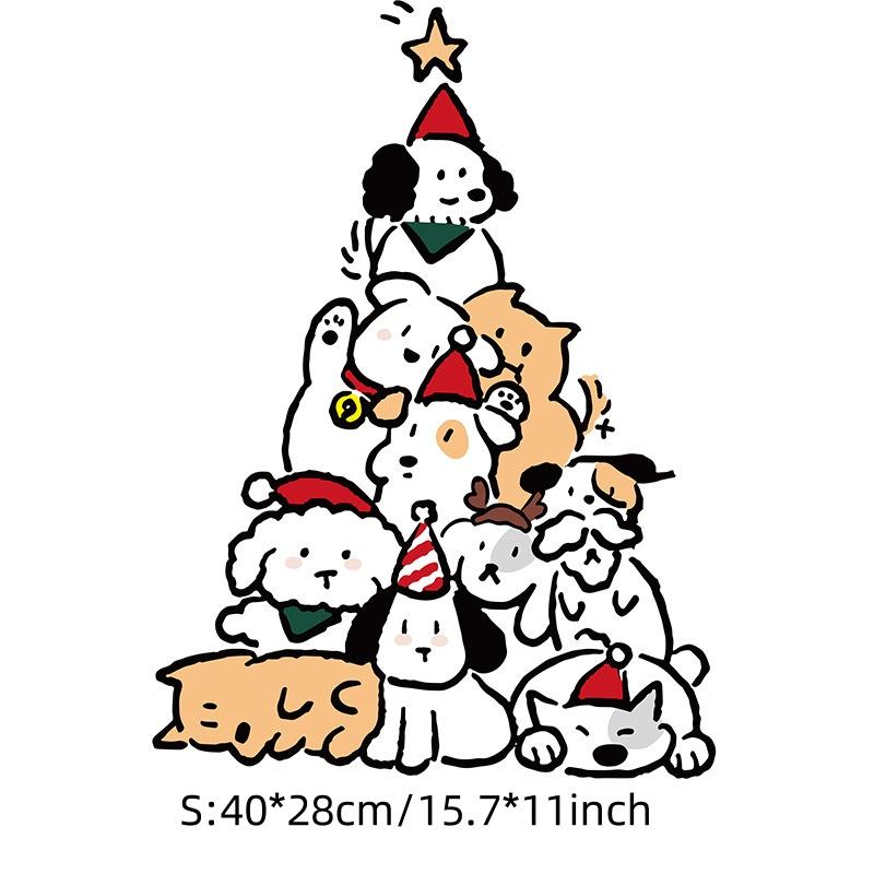 Christmas 2026 New Year Green Pine Needle Window Stickers Bow Party Decoration Festival Supplies Glass Electrostatic Stickers