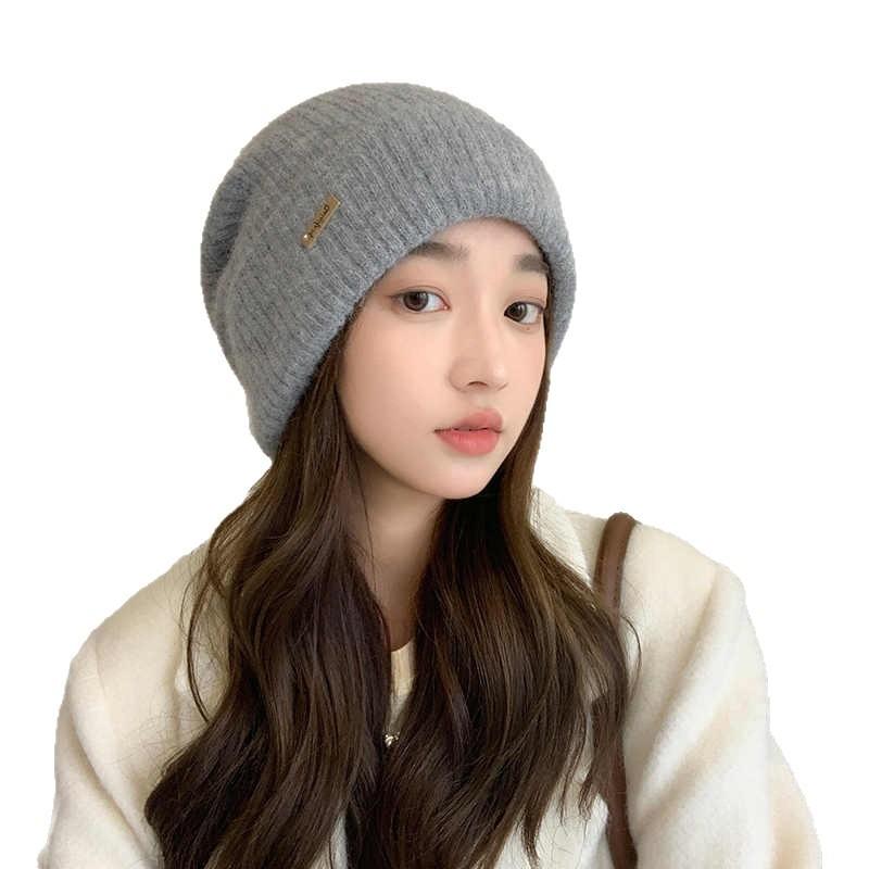 Big Head Circumference Knitted Wool Hat Winter Hat Women's Ear Protection Warm Headgear Fashion Versatile Stacking Hat
