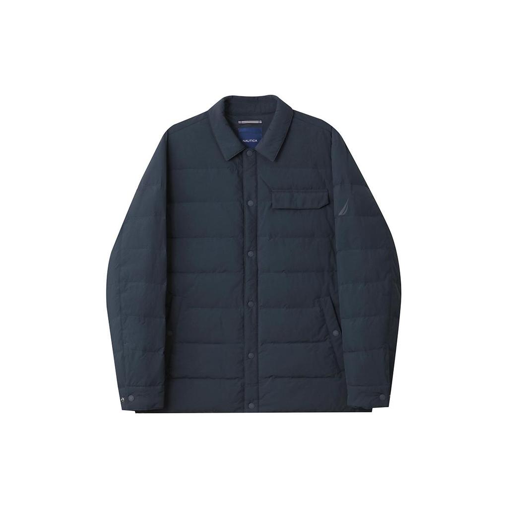 NAUTICA Down Jackets Men's Navy Blue 4NV Lapel Moderate Down Shirt Jacket JE5309