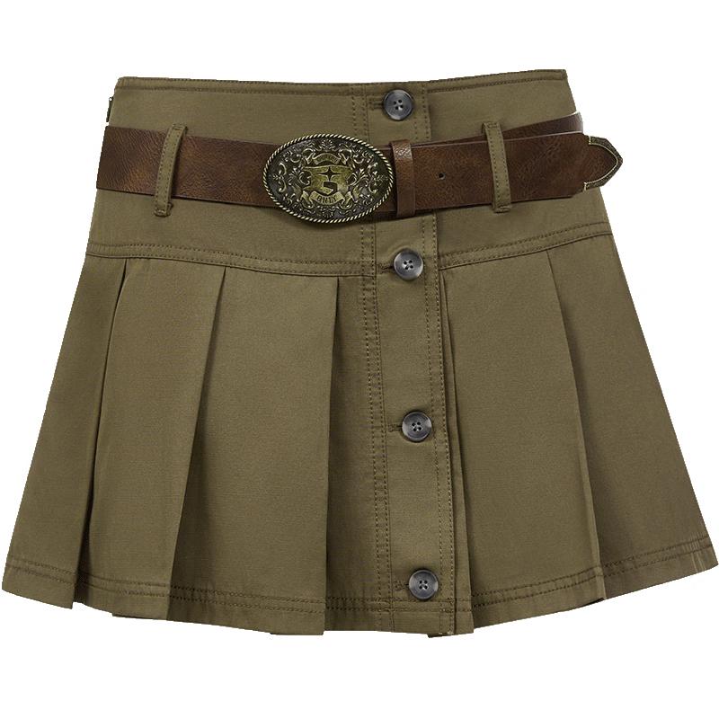 ONLY 2025 Summer Vintage Pleated A-Line Mini Skirt L