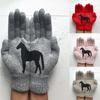 Women Full Finger Gloves Winter Cute Irregular Horse Stretchy Knitted Thermal Gloves Imitation Wool Short Hand Warmer