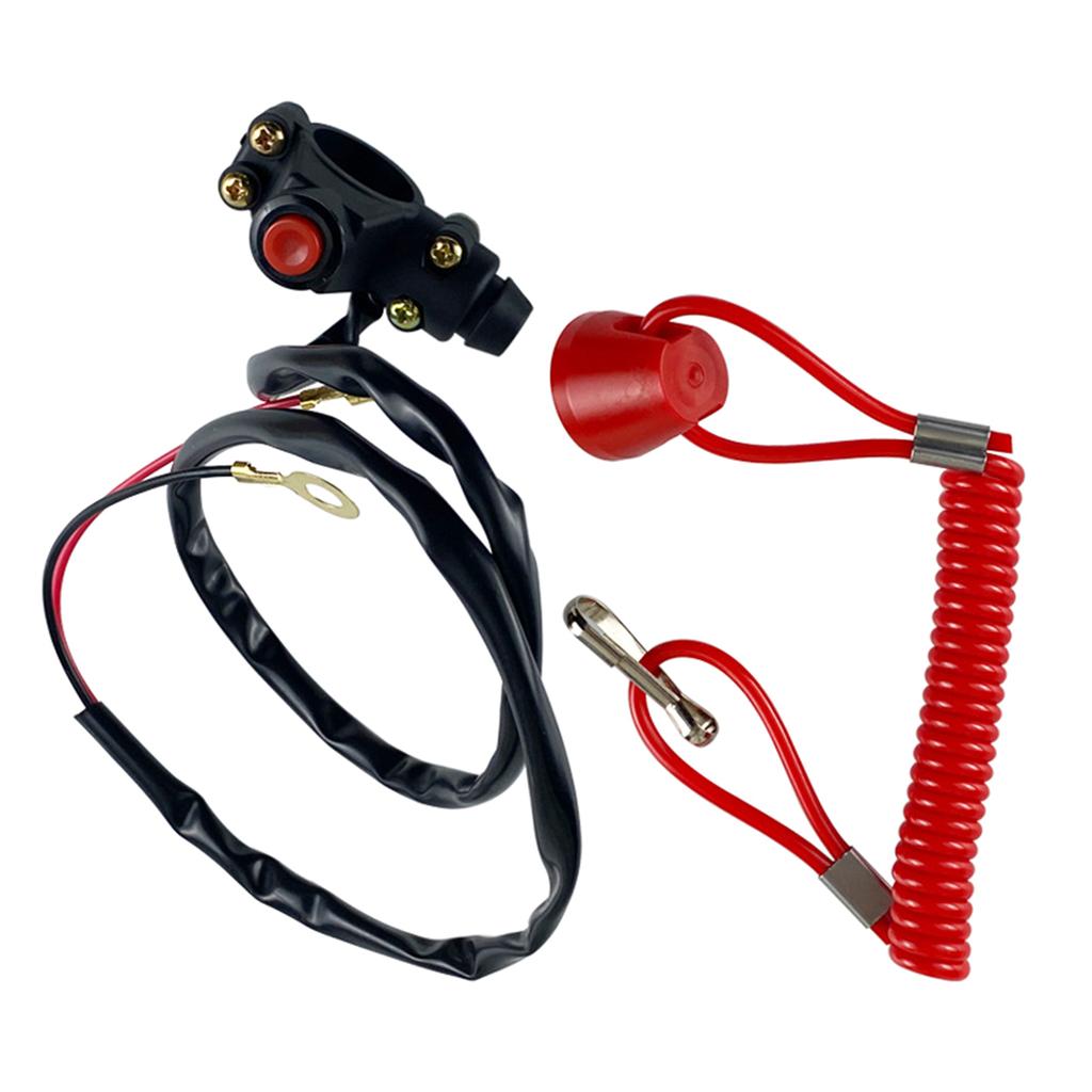 For ATV Motorcycle Dirt Pit Bike Outboard Cut Off Lawn Mowers Emergency Engine Kill Stop Switch with Tether Lanyard Cord