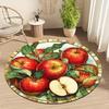 Painted Red Apple Theme Flannel-printed round floor mats are slip-resistant Suitable living room bedroom terrace garden carpets