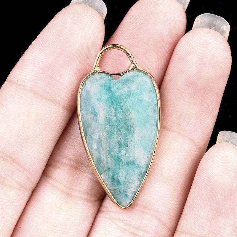 1pc Heart-shaped Quartz Stone Pendant Natural Amethysts Aventurine Labradorite Love Charms for Women Necklace Earrings DIY
