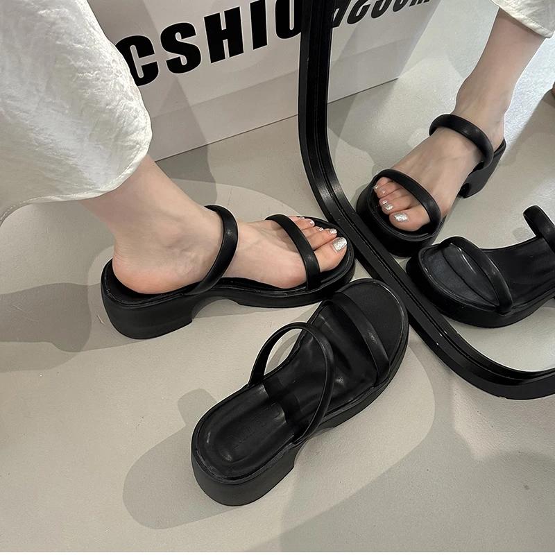 New Summer Open Toe Women's Slippers Fashion Ladies Outdoor Thick Bottom Dress Slide Sandals