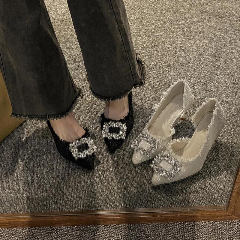 Elegant Women High Heels Luxury Rhinestone Women Sandals Fashion Pointed Toe Party Wedding Shoes Designer Sexy Women Dress Shoes