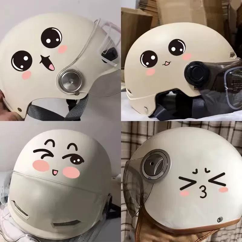 1 Sheet Helmet Electric Car Smiling Face Decals Chiikawa Emoticon Sticker Air Conditioner Diy Decorative Stickers