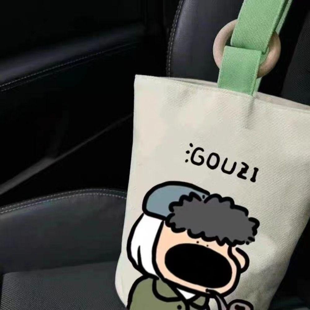 Portable Cylinder Bags Cartoon Printed Lunch Pouch Fashion Tote Bag