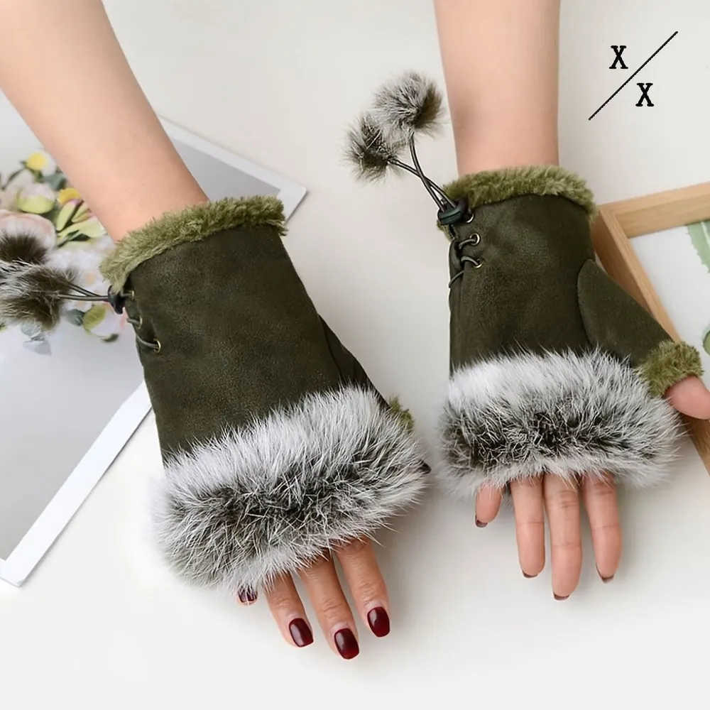 

Winter Women s Gloves German Velvet Cotton Warm Cold Plus Velvet Cycling Cold Warm Gloves One Size зелёный